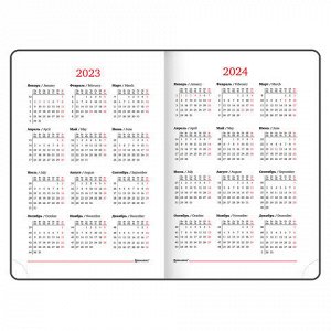 Ежедневник датированный 2023 А5 138x213 мм BRAUBERG "Chameleon", под кожу, черный/синий, 114109