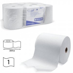 Полотенца бумажные рулонные KIMBERLY-CLARK Scott, КОМПЛЕКТ 6 шт., 304 м, белые, артикул 6667