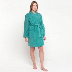 Халат махровый Экономь и Я женский, цвет голубая трава, 100% хлопок, 320 г/м2