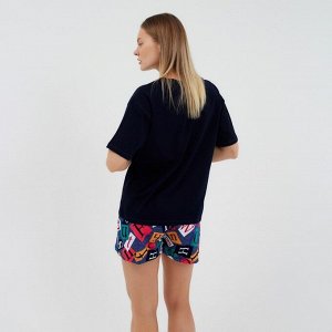 СИМА-ЛЕНД Комплект домашний женский (футболка, шорты) цвет тёмно-синий