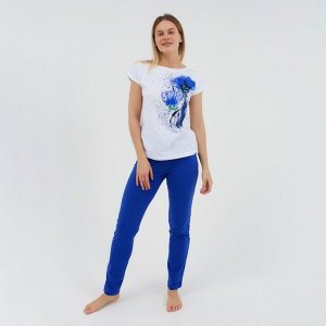 Комплект женский (футболка, брюки) Очарование, цвет василек, размер 44