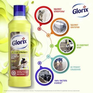 Glorix Лимонная энергия, моющая жидкость для пола, 100% удаляет грязь без смывания, 1 л