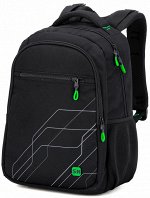 Рюкзак черный с зелеными деталями и принтом