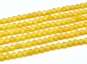 Бусины из кальцита тонированного круг гр.6мм, цв.желтый, 38см, 63 бусины
