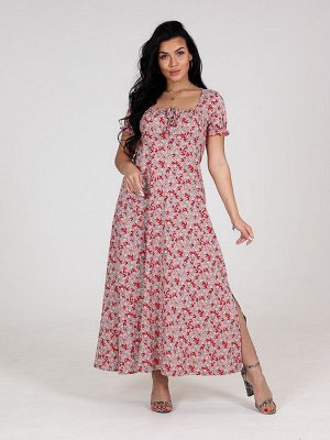 Платье Анжелика(розовый/цветы)