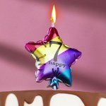 Свеча в торт &quot;Воздушный шарик. Звезда&quot;, цифра &quot;7&quot;, 5,5 см, разноцветная