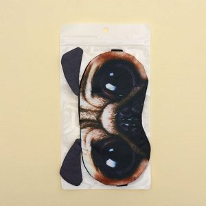 Маска для сна «Мопс», 19 x 11 см, резинка одинарная, разноцветная