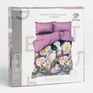 Постельное бельё Этель дуэт Flowers 143х215 см-2шт, 220х240 см, 50х70 см-2шт, поплин, 125 г/м2