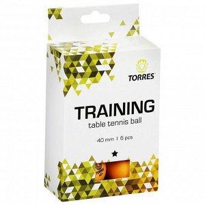 Мяч для настольного тенниса Torres Training, 1 звезда, набор 6 шт., цвет оранжевый