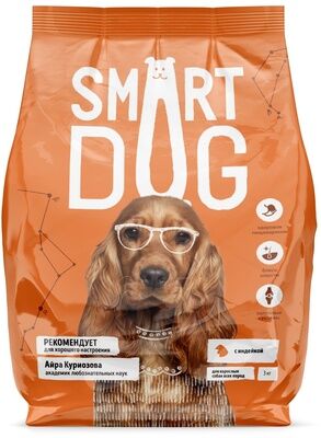 Сухой корм Smart Dog для собак средних и крупных пород Индейка. 3 кг. Эконом. Россия
