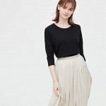 UNIQLO - футболка с круглым вырезом из гладкого эластичного хлопка - черный