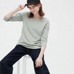 UNIQLO - футболка с круглым вырезом из гладкого эластичного хлопка - оливковый