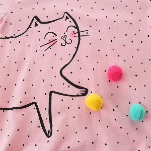 Детский розовый свитшот, принт Котик