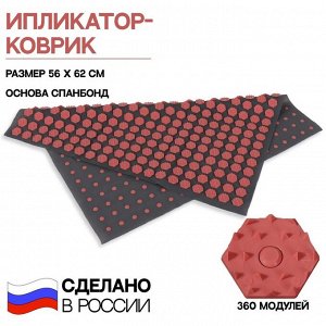 Ипликатор-коврик, основа спанбонд, 360 модулей, 56 ? 62 см, цвет тёмно-серый/розовый