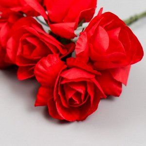 Цветы для декорирования "Алые розы" 1 букет=6 цветов 9 см
