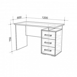 Стол компьютерный 1200 "Лайт-2", дуб сонома/белый
