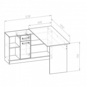 Стол письменный СПЛ-1  1350х1238х750 Дуб сонома/белый глянец