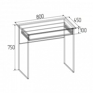 Стол компьютерный с ящиком, 800 ? 450 ? 750 мм, цвет белый