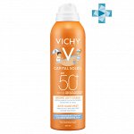 Виши Детский солнцезащитный спрей-вуаль анти-песок для лица и тела SPF 50+, 200 мл (Vichy, Capital Ideal Soleil)