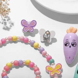 Набор детский "Выбражулька" 5предметов: клипсы, бусы, браслет, 2 фломастера, бабочки, цвет МИКС