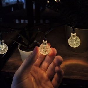 Светодиодная гирлянда ECOBALLS (теплый белый) на солнечной батарее
