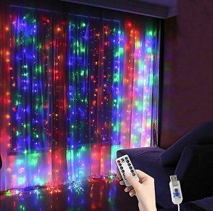 Гирлянда-занавес EPECOLED разноцветная (USB, на пульте, 3х2 метра, 200LED)