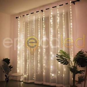 Гирлянда-занавес EPECOLED теплая белая (USB, на пульте, 3х3 метра, 300LED)