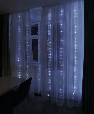 Гирлянда-занавес EPECOLED холодный белый (USB, на пульте, 3х3 метра, 300LED)