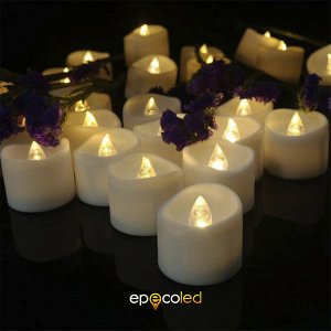 Свечи EPECOLED на батарейках теплый свет, 12 шт