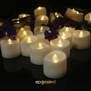 Свечи EPECOLED на батарейках теплый свет, 12 шт