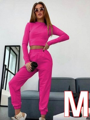 Женский костюм двойка топ/брюки Ярко-Розовый