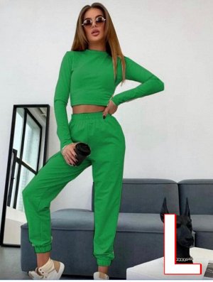 Женский костюм двойка топ/брюки Зеленый