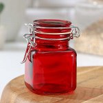 Баночка стеклянная для специй с бугельным замком «Квадрат», 100 мл, 5,5*8 см, цвет МИКС