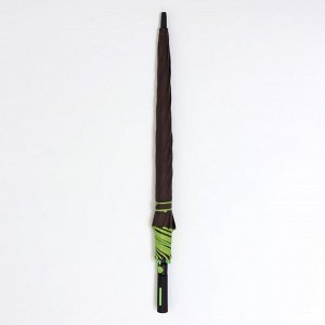 Зонт - трость полуавтоматический «Кант», 8 спиц, R = 60 см, ветроустойчивый, цвет тёмно-коричневый/салатовый
