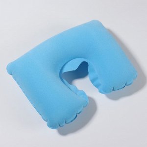Подушка для шеи дорожная, надувная, 38 x 24 см, цвет голубой