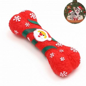 Игрушка для собак пищащая "Новогодняя кость", виниловая, 18 х 5,6 х 4 см