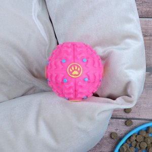 Квакающий мяч для собак, жёсткий, 7,5 см, розовый