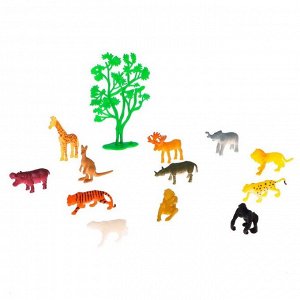 Набор фигурок животных с обучающими карточками «Животные мира»