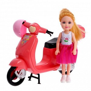 Кукла малышка «Катя», с мопедом и аксессуарами, блондинка