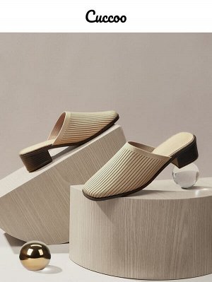 Cuccoo Мюли на массивном каблуке минималистичный текстурированный Вязаный