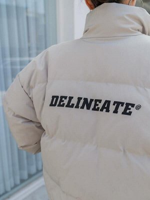 DAZY Утепленная куртка с текстовым принтом со спущенным плечом на кулиске