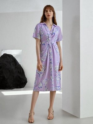 MOTF PREMIUM Платье-рубашка из льна с цветочным рисунком