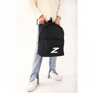 Рюкзак текстильный Z, 30 х 16 х 40 см, отд на молнии, н/карман, чёрный