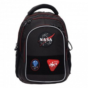 Рюкзак школьный NASA, 40 х 29 х 17 см, эргономичная спинка, чёрный