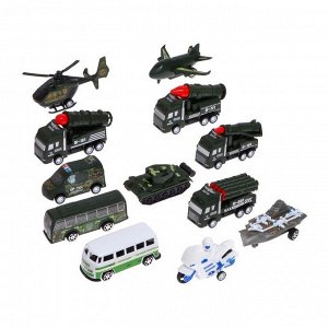 Набор игровой «Военная техника», машинки 12 штук, дорожные знаки, игровое поле