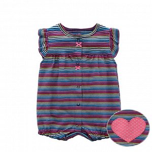 Песочник для девочки,  декорирован аппликацией "сердце", принт "разноцветные полоски"
