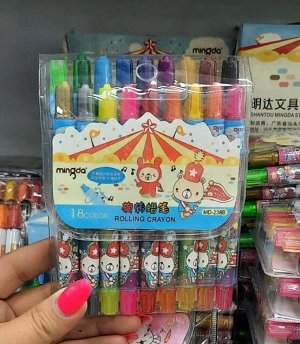 Набор разноцветных восковых карандашей 18шт
