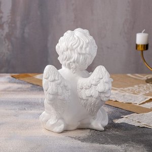 Статуэтка "Ангел с чашей сидит", большая, белая, гипс, 30 см