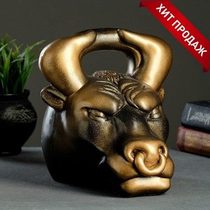 Хорошие сувениры Копилка для денег «Бык гиря», гипс, золото-бронза, 21 см