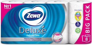 Туалетная бумага Zewa Deluxe трёхслойная 8 рул